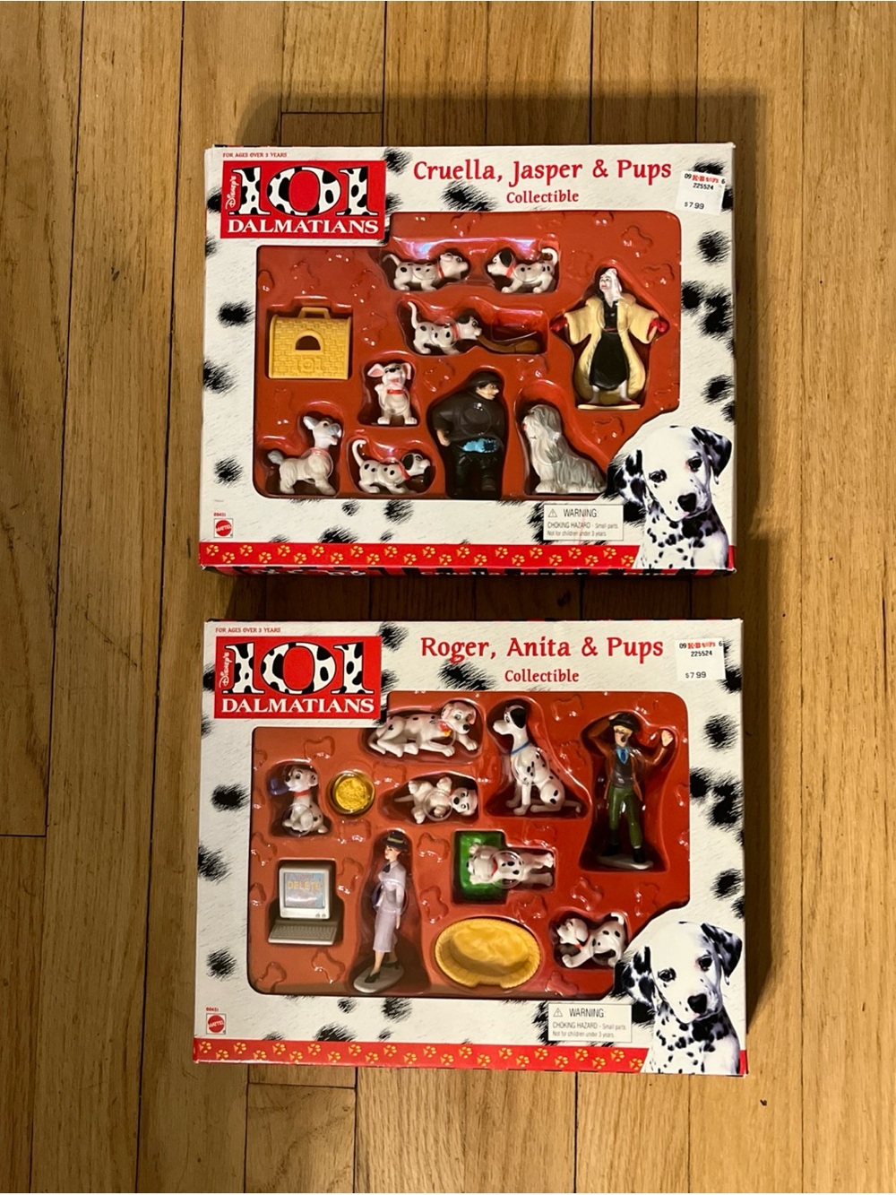 Vintage 96 NIB Disney’s 101 Dalmatians 2sets Roger Anita Pups/Cruella Jasper Pup